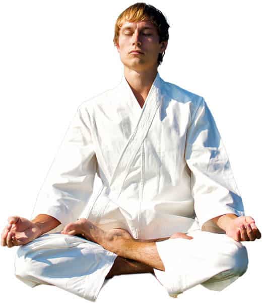 Martial Arts Lessons for Adults in Mission Viejo CA - Young Man Thinking and Meditating in White